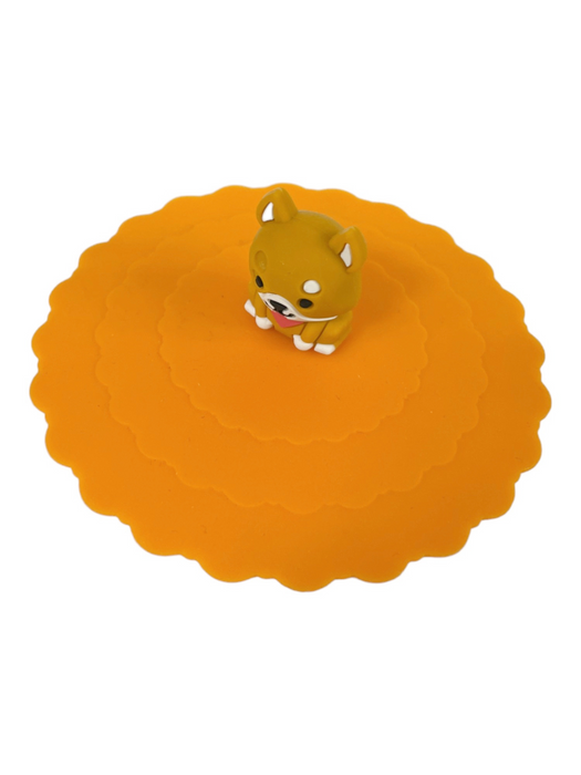 Tea Cup Lid - Orange w/ Dog