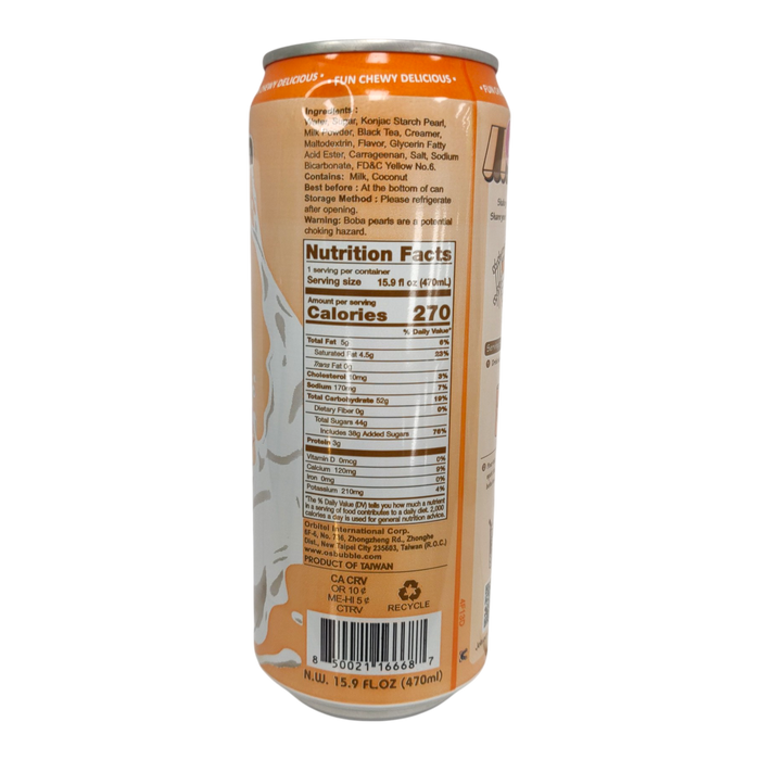 O'S Gummy Boba Latte Thai Tea Can 470 Ml