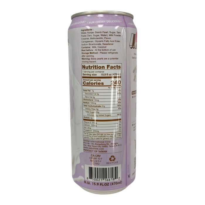 O'S Gummy Boba Latte Taro Can 470Ml
