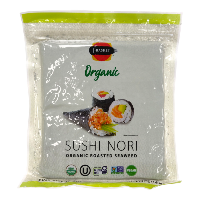 J-Basket Organic Sushi Nori Roasted Seaweed 50-ct