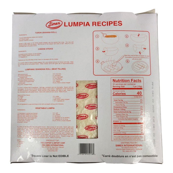 Simex Lumpia Wrappers (Isl) 30P