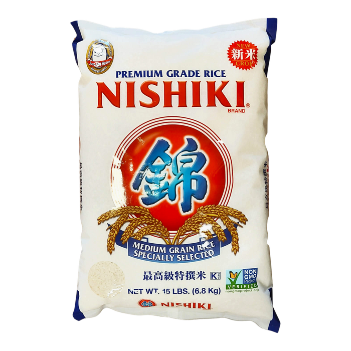 錦字白米 - Nishiki Sticky White Rice 15 Lbs (Medium Grain)
