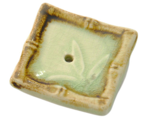INCENSE HOLDER- GREEN/BAMBOO 1.75"SQ