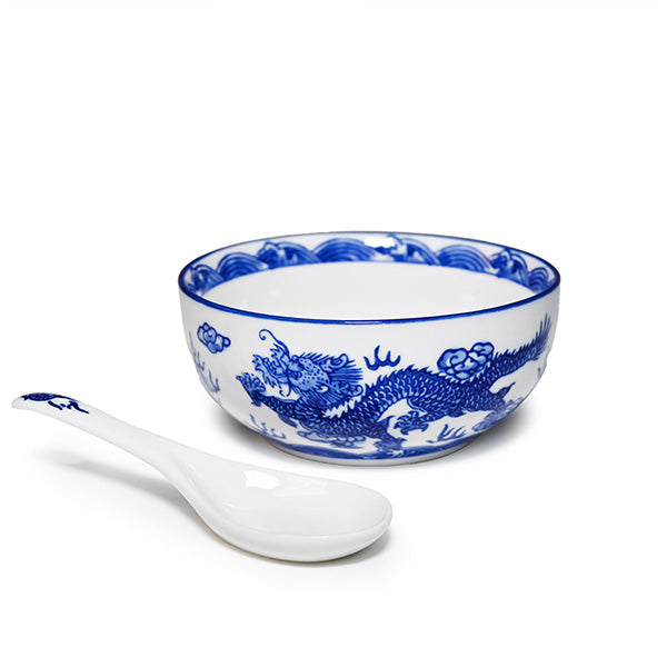 CERAMIC BOWL W/SPOON DRAGON