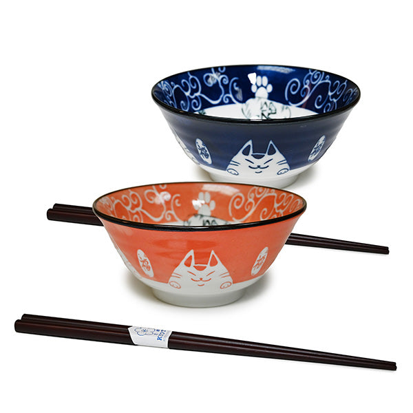 2 PC BOWL SET W/WOODEN CHOPSTICKS