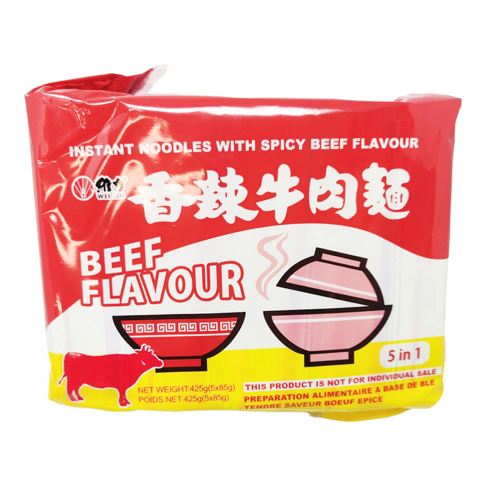 維力香辣牛肉麵 - Wei-lih Instant Noodles with Spicy Beef Flavor 5-ct