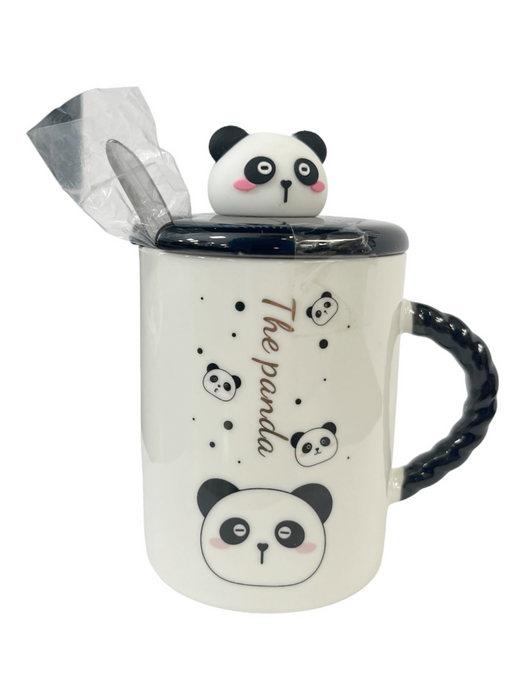 Mug - Panda White W/Lid Handle
