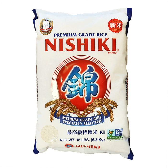 錦字白米 - Nishiki Sticky White Rice 15 lbs (Medium Grain)